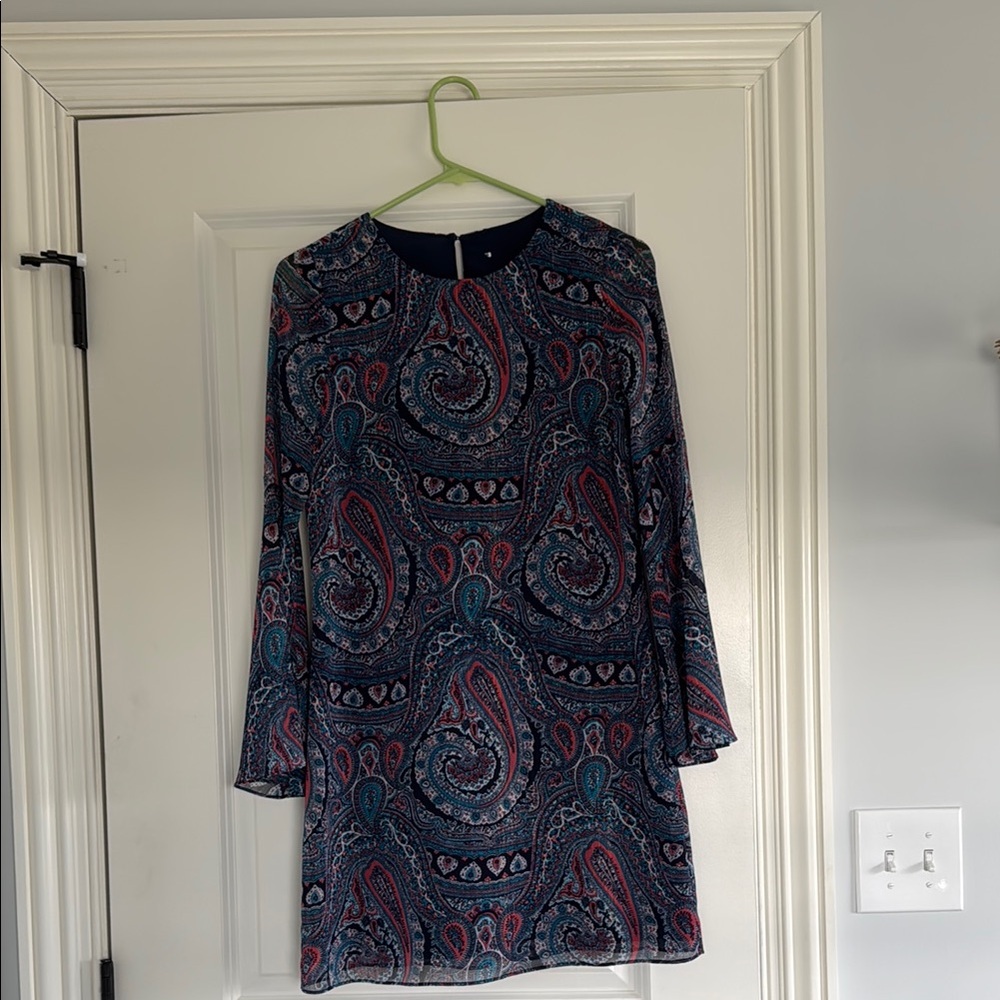 Paisley Print Long Sleeve Dress